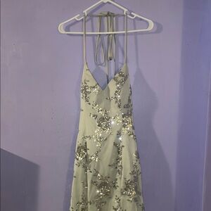 Elegant Silver Sequin Embellished Dress